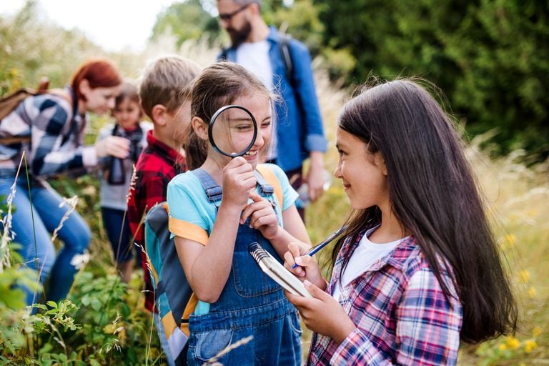 Un grupo de alumnos durante una clase al aire libre.